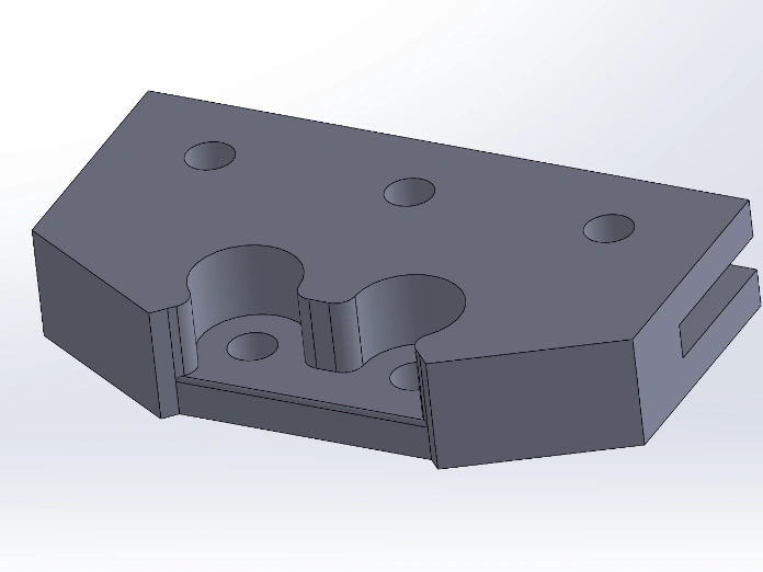 SolidWorks model of the custom Hyperloop brake caliper mount