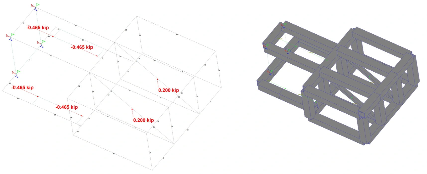 Hyperloop chassis braking load case with four brake mount loads and support reactions at the upper wheels